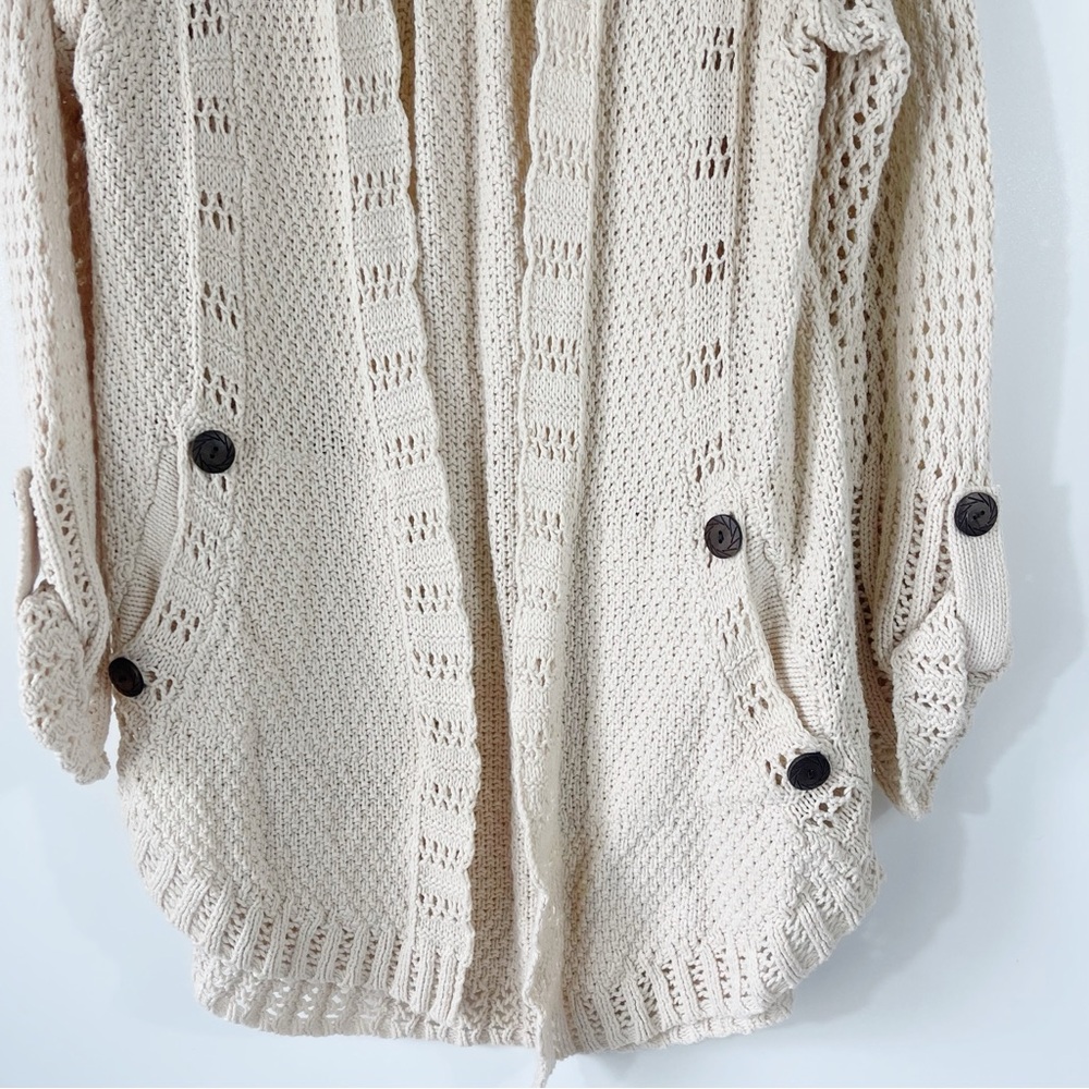 Anthropologie Angel of the North Silva Circle Cream Open Front Cardigan Size S - Picture 5 of 11